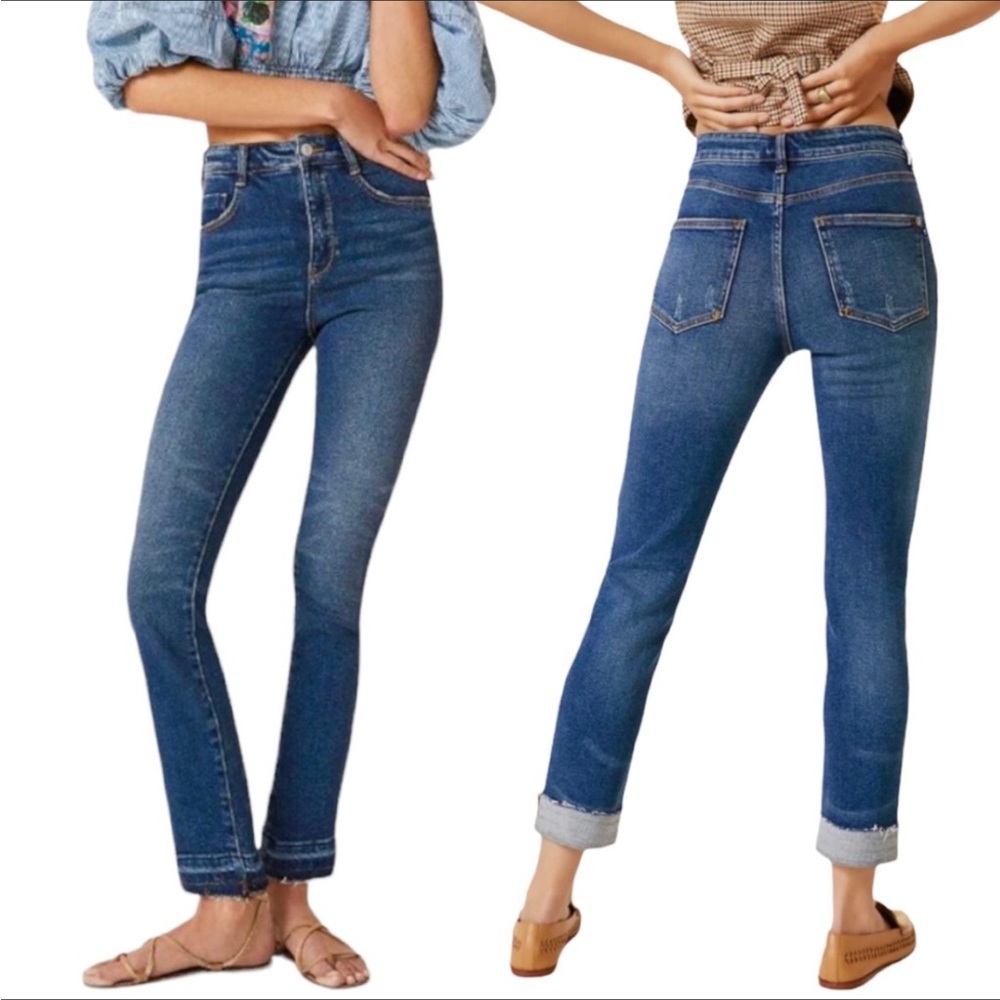 Anthropologie Pilcro High Rise Cigarette Slim Straight Raw Hem Jeans